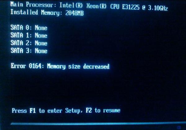 电脑开机自检提示memory size decreased错误
